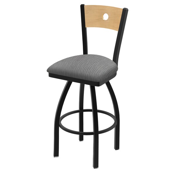 25" Swivel Counter Stool, Black Wrinkle, Nat Back, Graph Seat